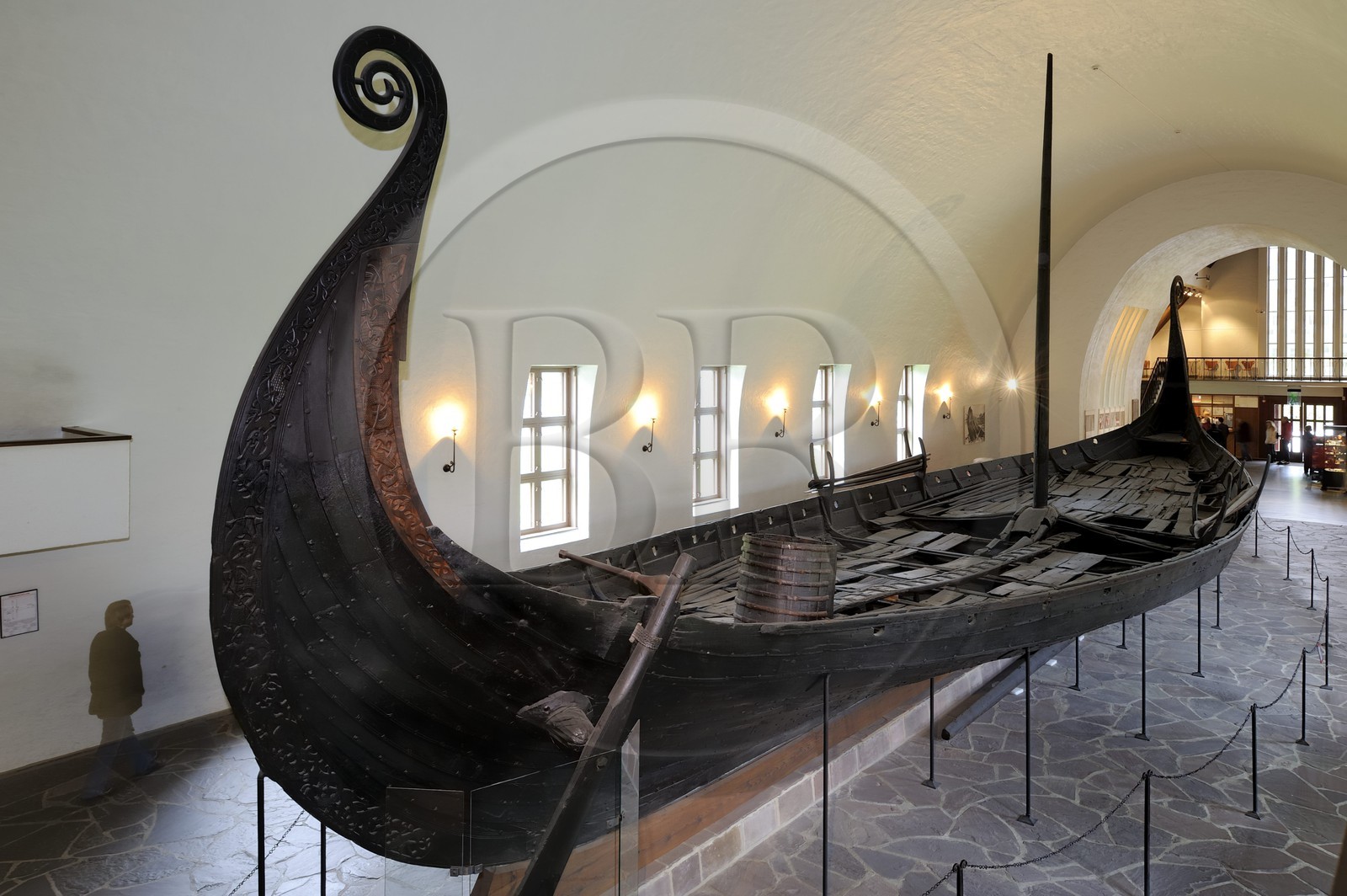 Norvège, Oslo, presqu'île de Bygdoy, musée des Bateaux vikings, le drakkar d'Oseberg (9ème siècle)
