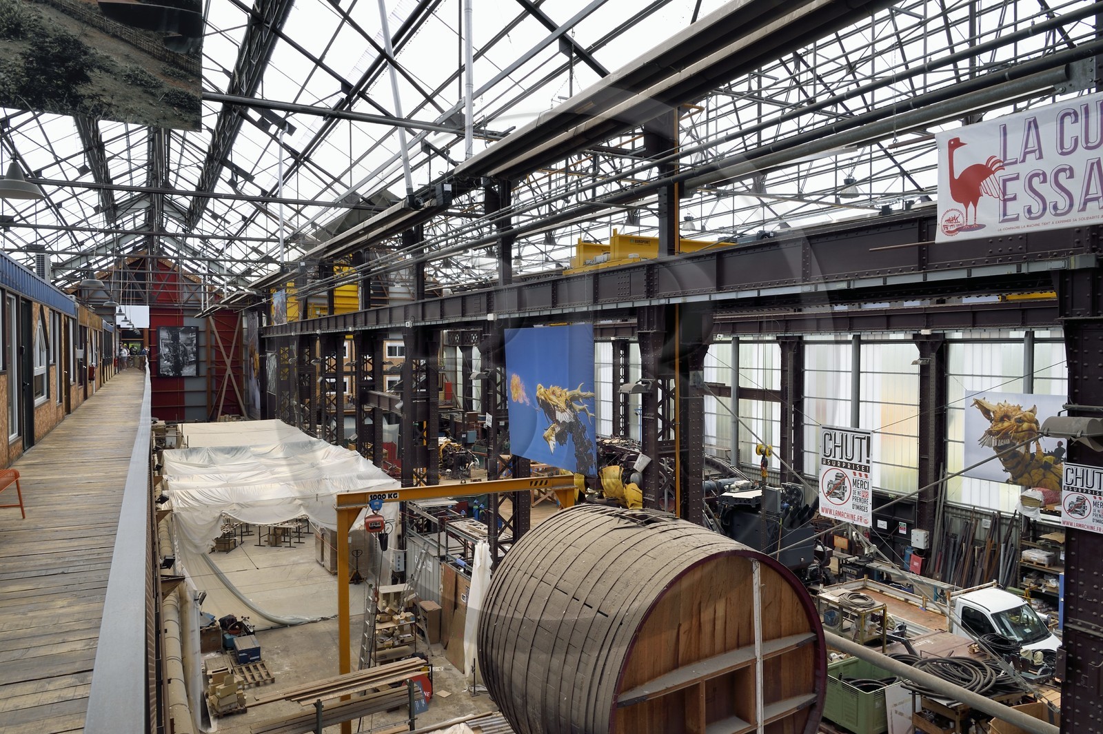 France, Loire-Atlantique (44), Nantes, galerie des Machines de l'Ile dans les hangars des anciens chantiers navals, projet artistique conçu par François Delarozière et Pierre Orefice, atelier de la Compagnie La Machine