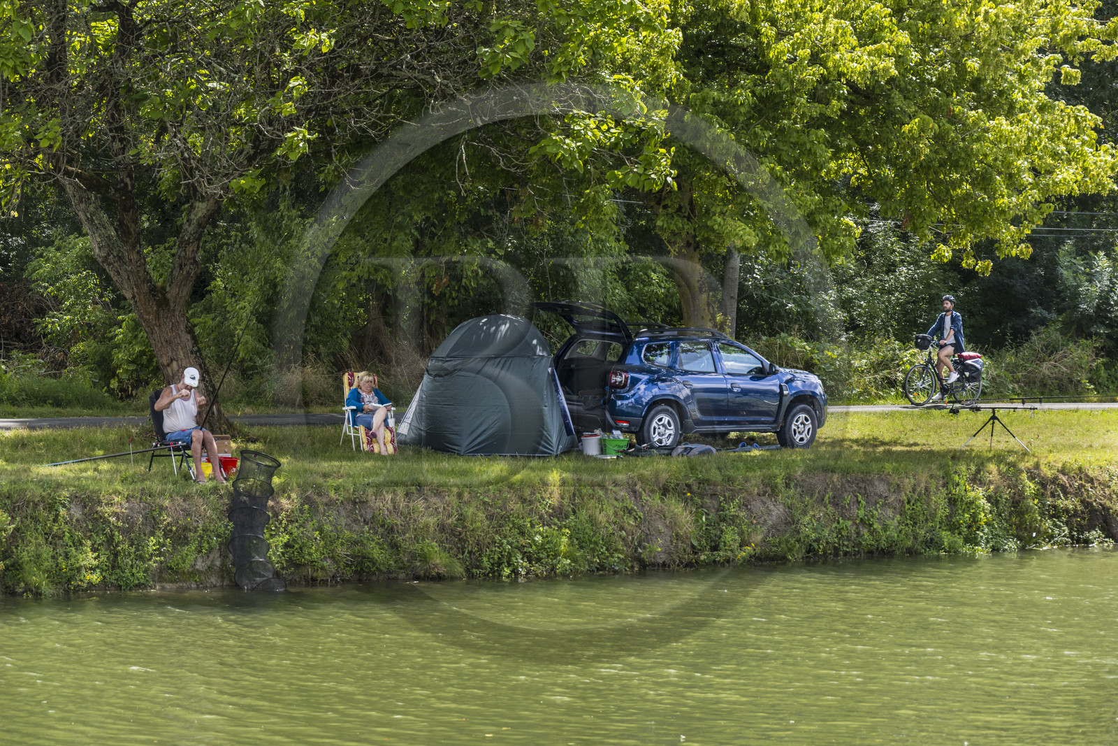 France, Deux-Sèvres (79), le Marais Poitevin, la Venise Verte, Le Mazeau, randonnée à bicyclette le long de la Sèvre Niortaise sur la voie cyclable de la Vélo Francette