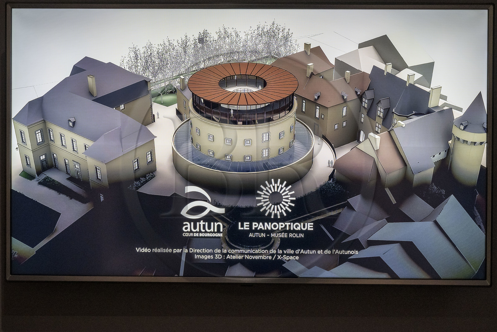 France, Saone et Loire, Autun, Rolin Museum project for 2028, the current Rolin Museum on the right will be extended to the two neighboring buildings which border the Place Saint-Louis: the 19th century circular prison and the former Palais de Justice on the left