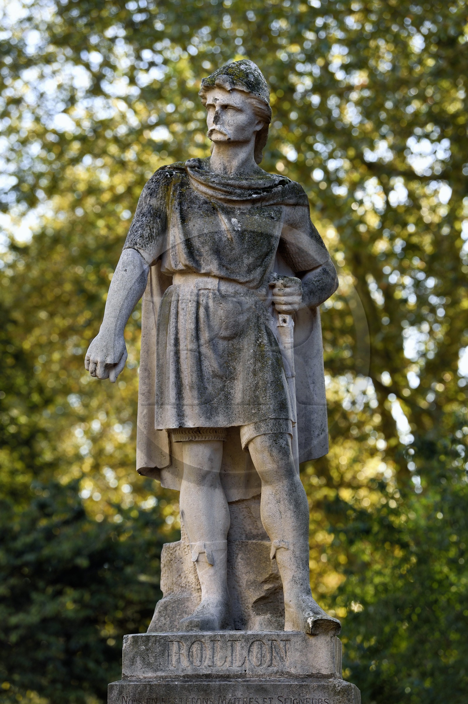 France, Seine Maritime, Rouen,  Church of Saint Ouen gardens, statue of Rollon, the Viking chief at the origin of the duchy of Normandy, by the sculptor Arsène Letellier