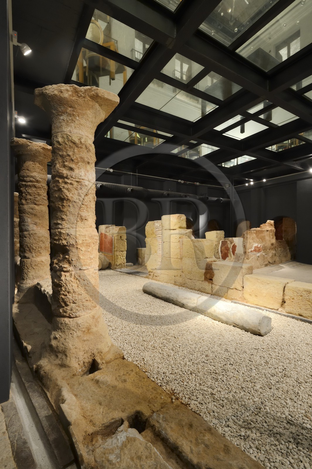Espagne, Andalousie, Cordoue, hotel Hospes Palacio del Bailio, vestiges de l'ancienne maison romaine sous la salle de restaurant