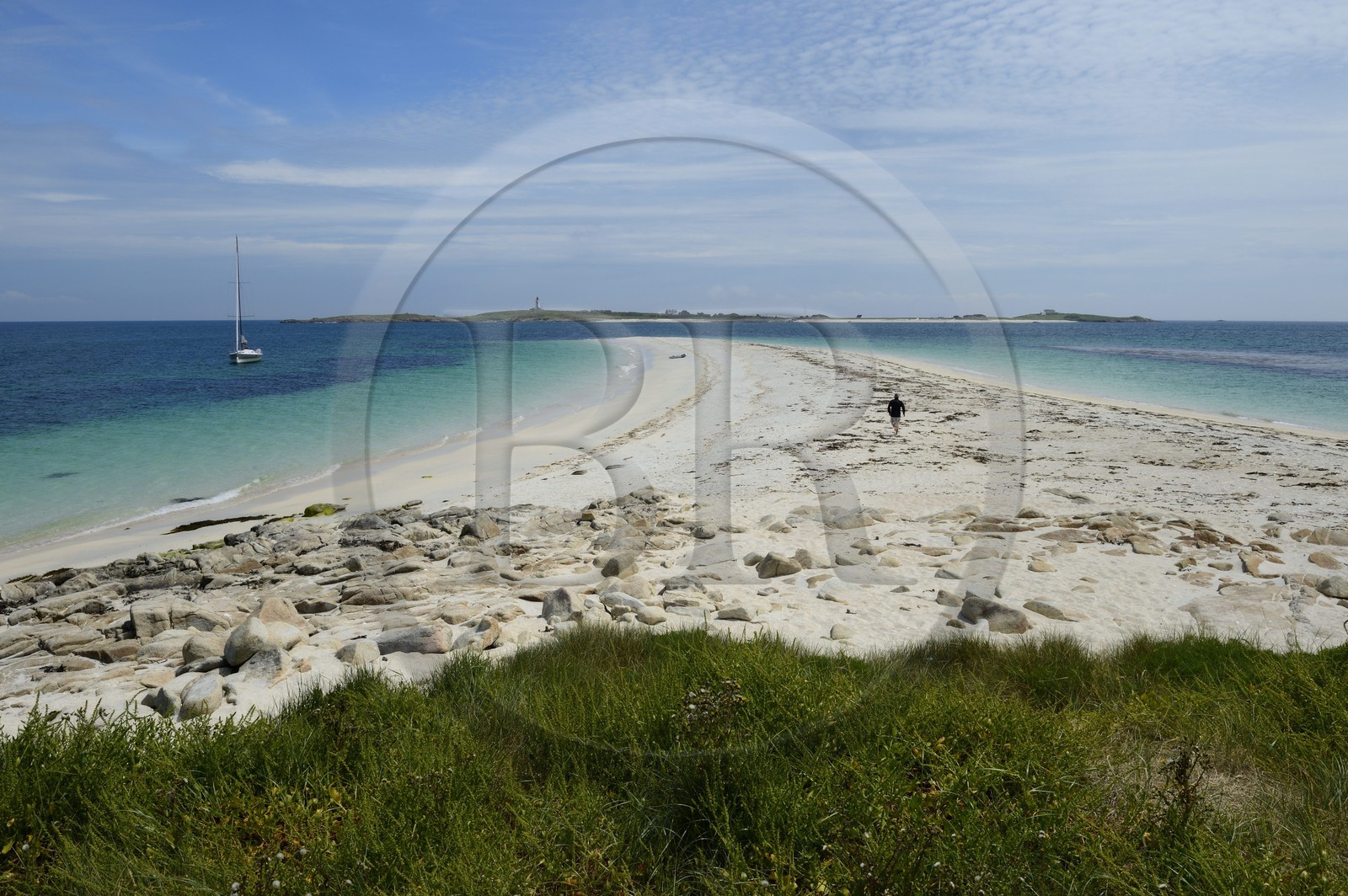 France, Finistère (29), La Foret Fouesnant, archipel des Glénan, la banc de sable fin de l'Ile de Guiriden