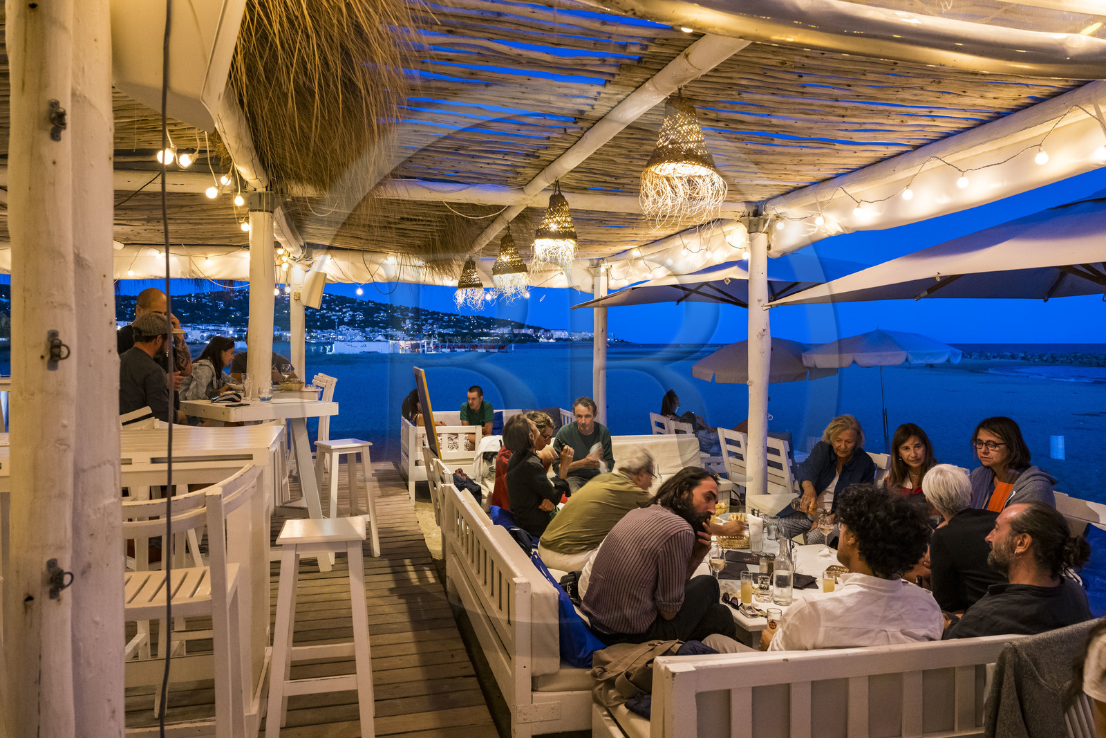 France, Herault, Sete, Lido beach, beach restaurant La Ola