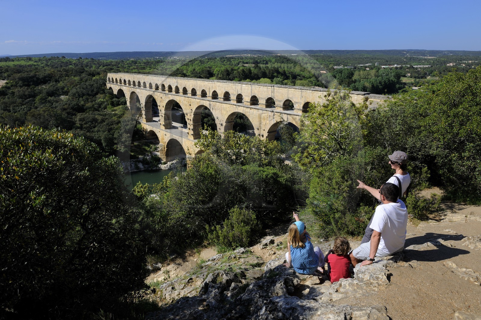 France, Gard, Pont du Gard listed as World Heritage by UNESCO, Roman aqueduct over Gardon River