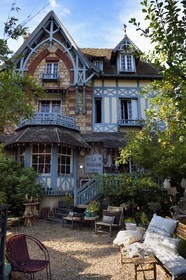 France, Calvados, Pays d'Auge, Deauville, half timbering house of the decoration store La Maison in the rue du Casino