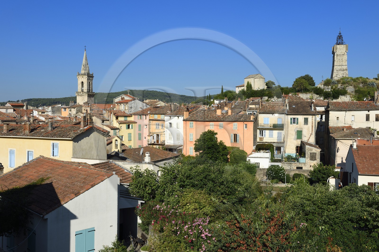 France, Var, Draguignan, the Clock Tower and St. Michael's Church in Old Town