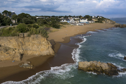 France, Loire-Atlantique (44), Estuaire de la Loire, Saint-Nazaire, plage de Saint-Marc-sur-Mer (vue aérienne)