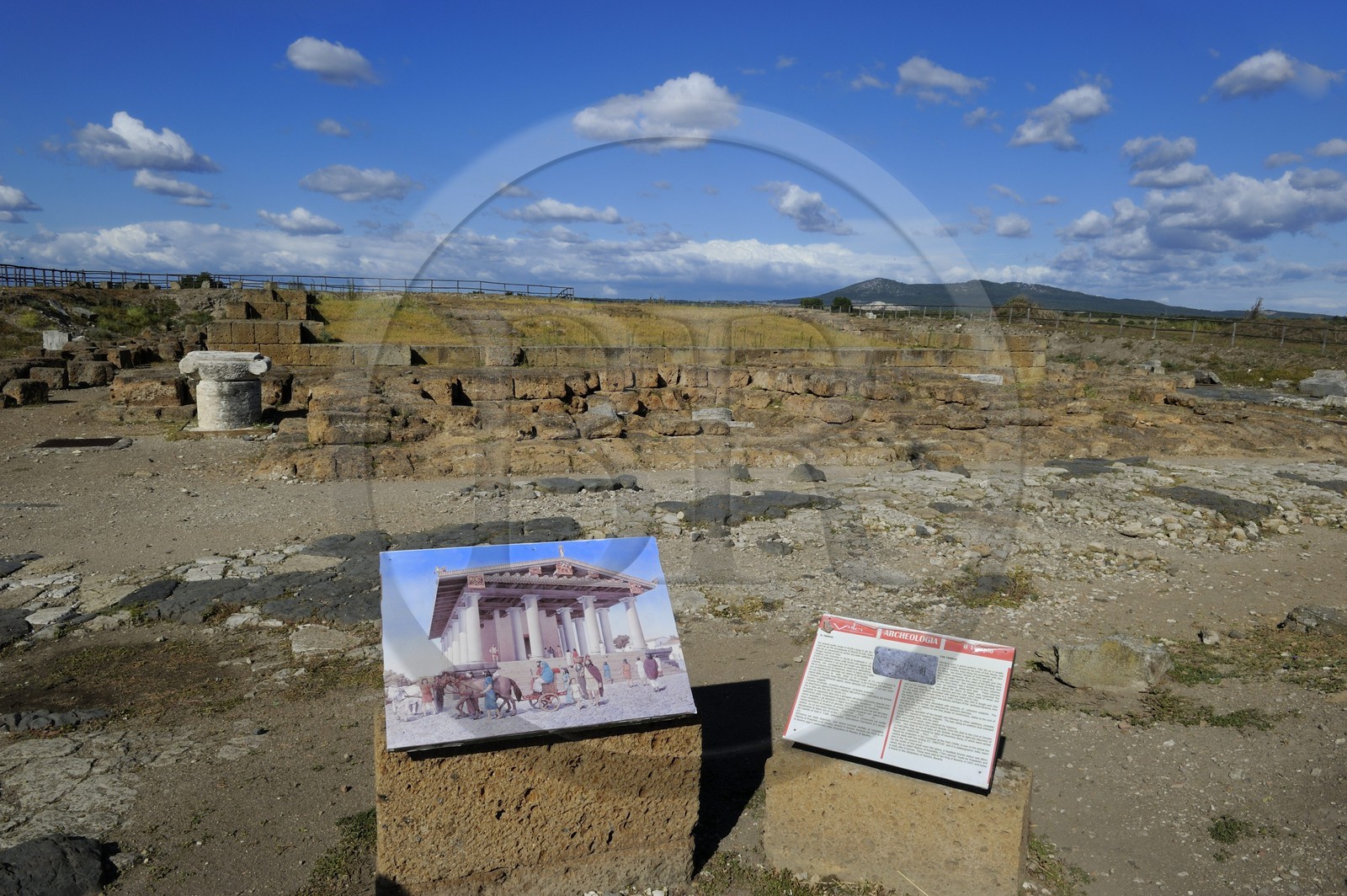 Italy, Lazio , Province of Viterbo, Montalto di Castro, ancient Etruscan city of Vulci, remains of the Temple