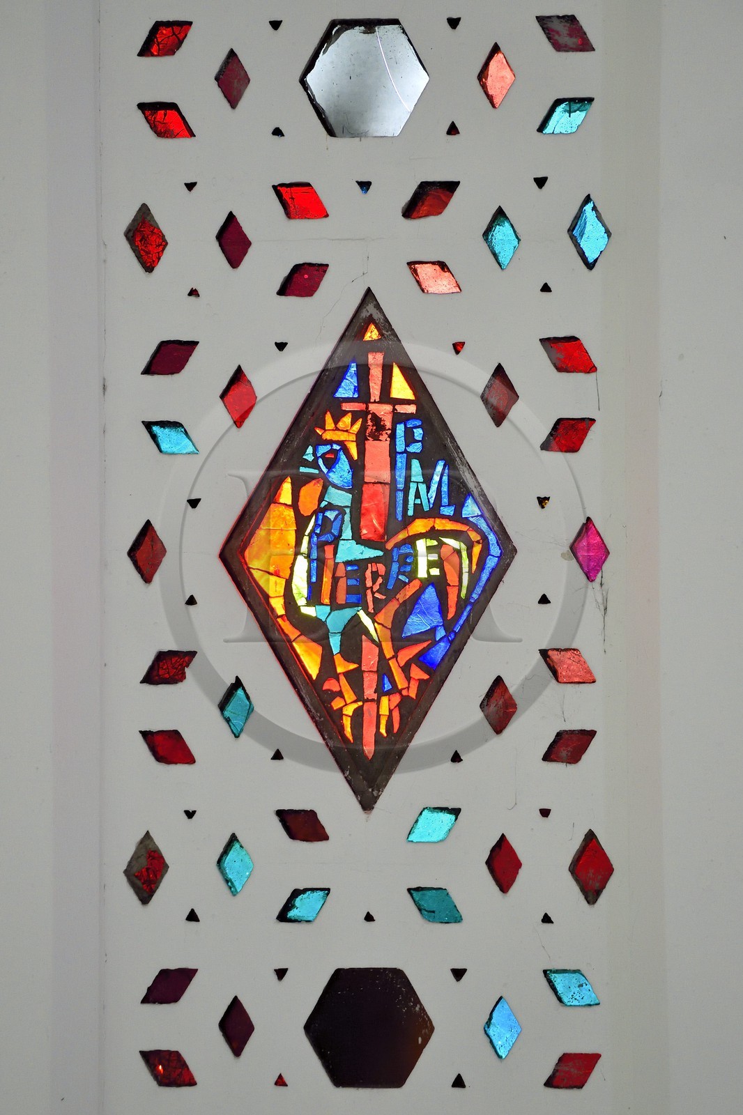 Maroc, Casablanca, vitrail de l'église du Sacré-Coeur, architecte Paul Tournon (réalisée entre 1930 et 1953)