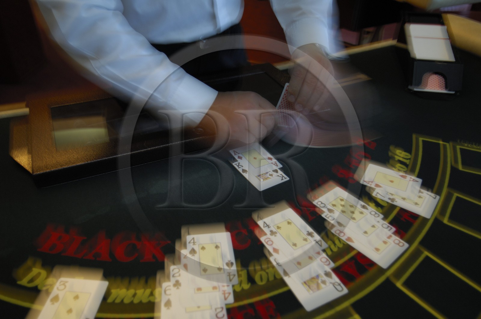 Italie, croisière à bord du Silvershadow de la compagnie Silversea, le casino, table de black jack