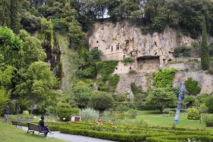 France, Var, Villecroze, waterfall and troglodyte caves in Villecroze park