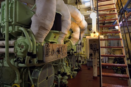 France, Charente-Maritime (17), La Rochelle, le bassin des grands yachts, Musée Maritime, la frégate météorologique France I, la salle des machines
