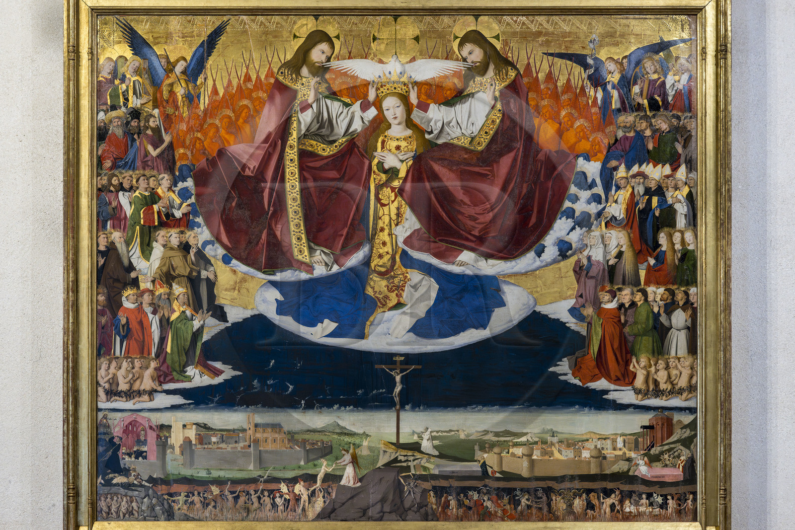 France, Gard, Villeneuve les Avignon, Pierre de Luxembourg Museum, the Coronation of the Virgin (15th century), altarpiece by Enguerrand Quarton
