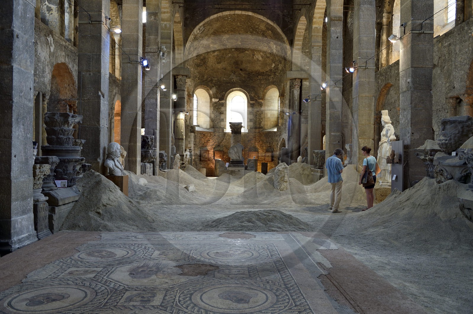 France, Isere, Vienne, Lapidary Museum in Saint Pierre church, artist Victoria Klotz installation in the middle of antique pieces