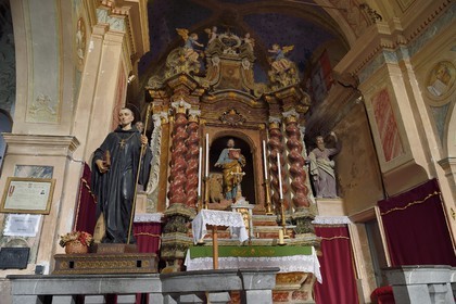 France, Alpes-Maritimes (06), vallée de la Roya, village de Piène-Haute, l'église Saint-Marc, retable baroque du chœur réalisé en 1728