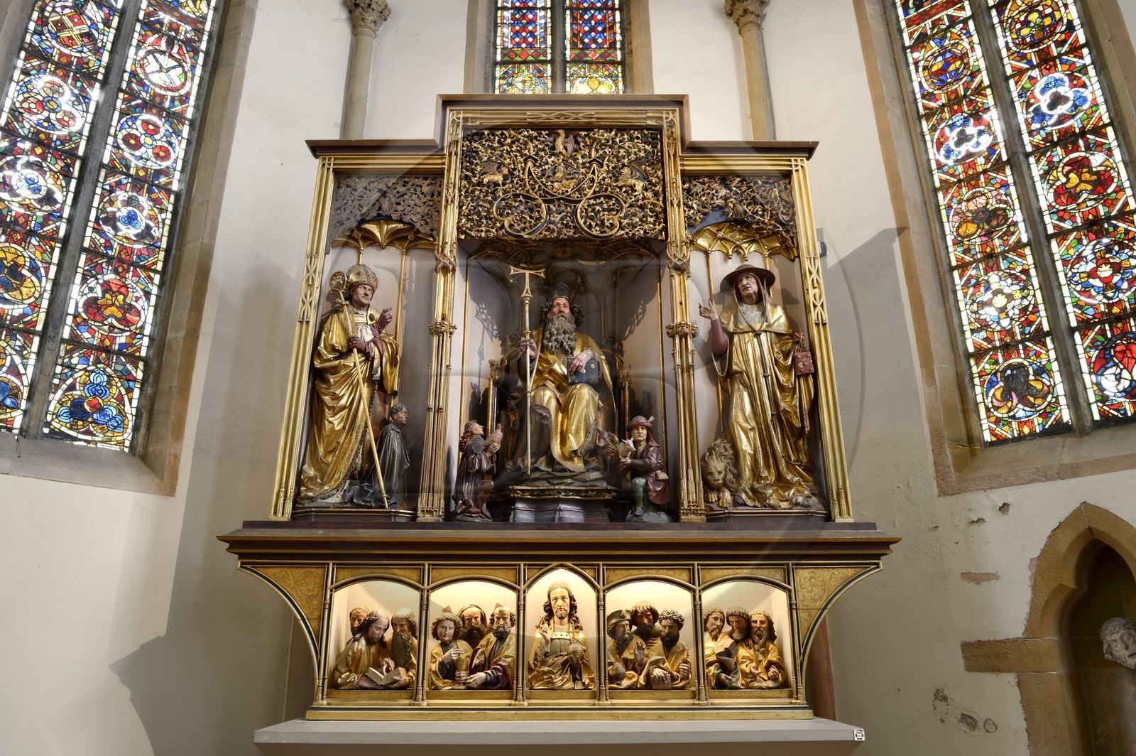 France, Haut Rhin, Colmar, Unterlinden Museum, Issenheim altarpiece credited to Grünewald, sculptures by Nicolas de Haguenau occupying the centre