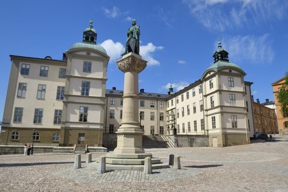 Suède, Stockholm, vieille ville (Gamala Stan Riddarholmen), place et statue de Birger Jarl