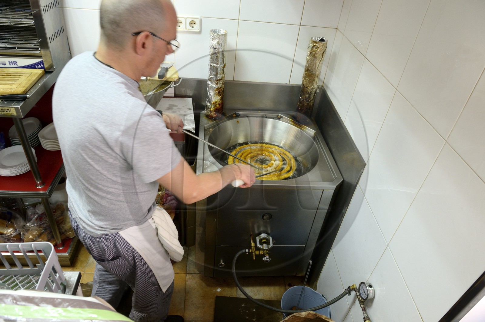 Spain, Andalusia, Almeria, churros for breakfast in a Café