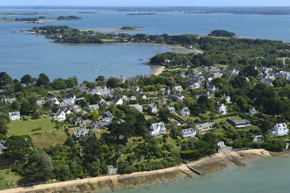 France, Morbihan (56), Golfe du Morbihan, Ile-aux-Moines, Le Trec'h au nord de l'île (vue aérienne)