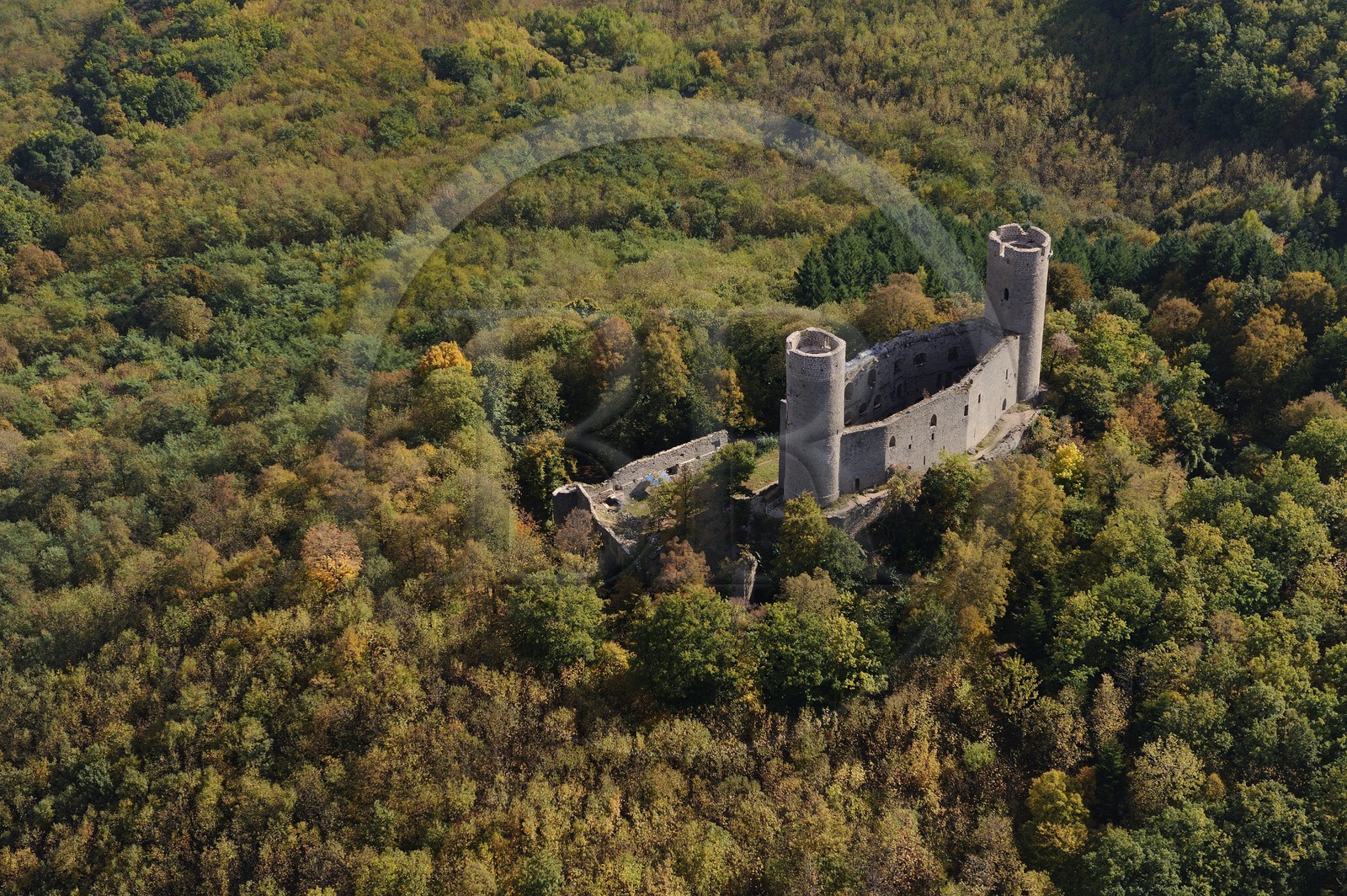 France, Bas-Rhin (67), Barr, château du Haut-Andlau (photo aérienne)