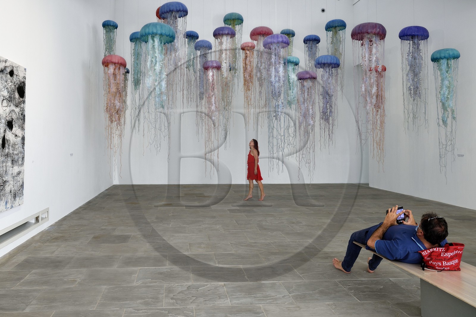 France, Var (83), Iles d'Hyères, parc national de Port Cros, Ile de Porquerolles, la Fondation Carmignac, exposition La Mer imaginaire, Sans titre (les Méduses) (2006) oeuvre de Michel Laury