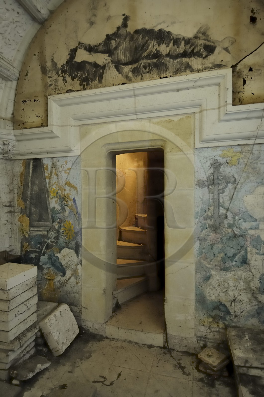 France, Indre-et-Loire (37), château de Chenonceau édifié de 1513 à 1521 de style Renaissance, la crypte sous la chapelle