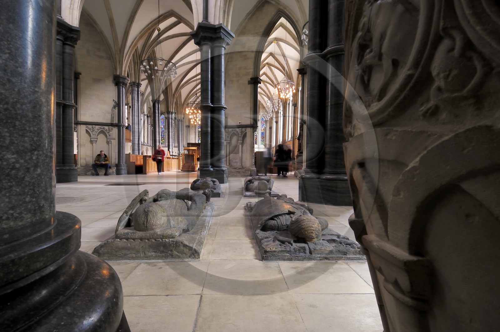 United Kingdom, England, London, Temple Church, recumbent figures of 9 knights of the Templar order inside the rotunda