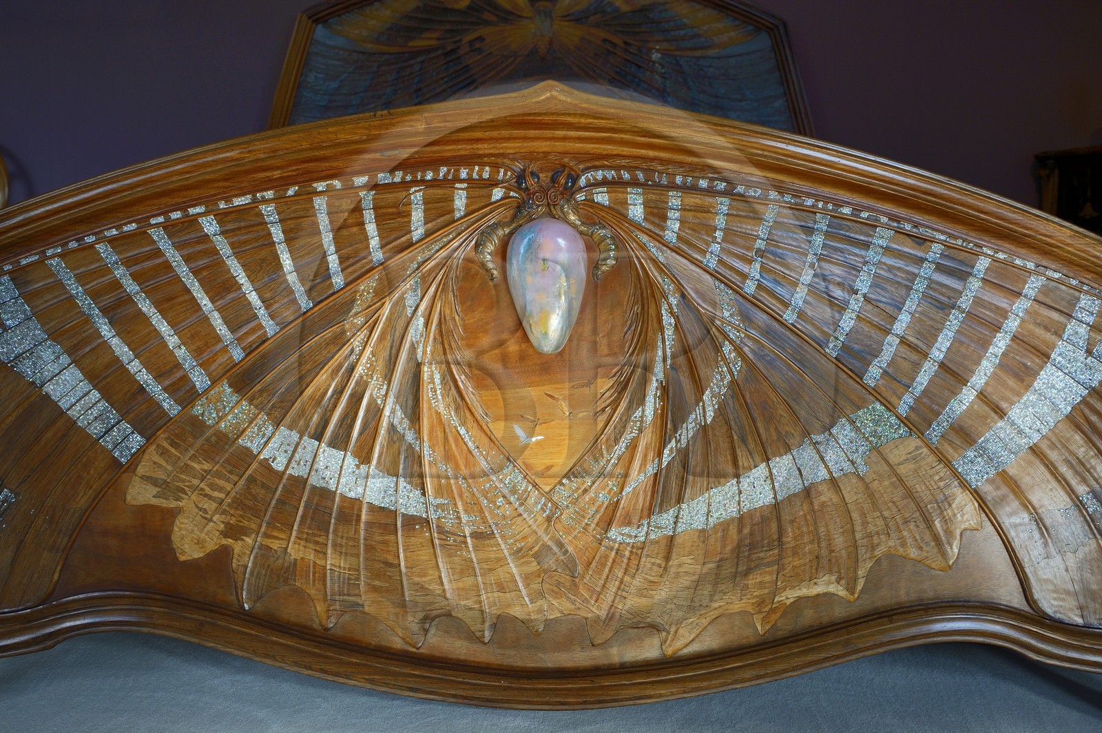 France, Meurthe-et-Moselle, Nancy, Ecole de Nancy Museum, bed Aube et Crepuscule (Dawn and Dusk) (1904) by Emile Galle