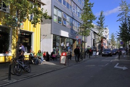 Islande, Reykjavik, la principale rue commerçante Laugavegur
