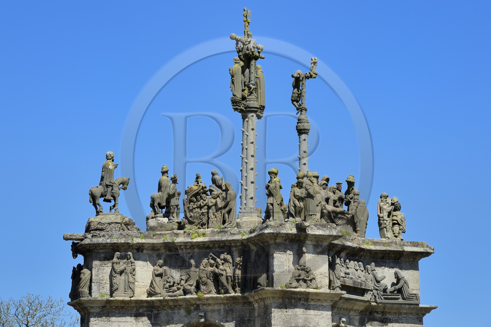 France, Finistère (29), Pleyben, le calvaire dans l'enclos paroissial