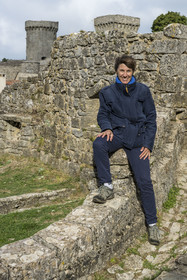 France, Aveyron, La Couvertoirade, labelled Les Plus Beaux Villages de France (The Most Beautiful Villages of France), fortified village on the Larzac plateau, Françoise Galès, art historian, building archaeologist, director of the Archives and Heritage Department of the city of Millau