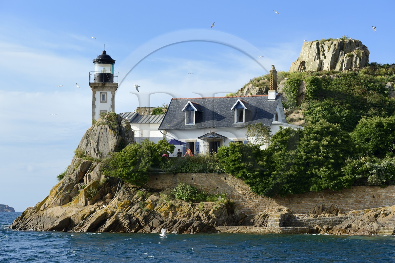 France, Finistere, Morlaix bay, Carantec, lighthouse of Louet island (also a guest house in summer)