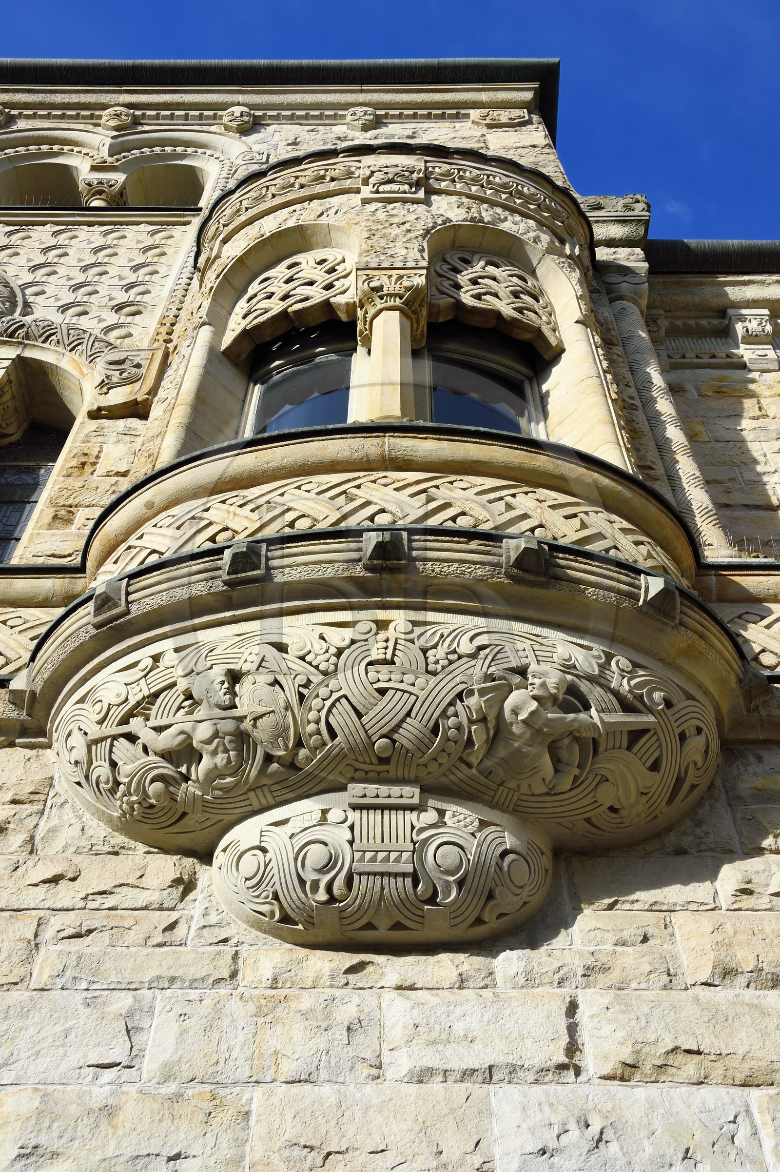 France, Moselle, Metz, Imperial district, railway station, built between 1905 and 1908 by the Berliner architect Jurgen Kruger, friezes with Celtic motifs