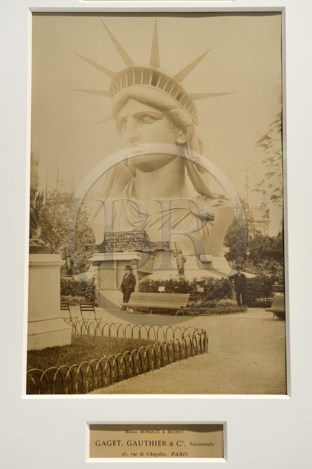 France, Haut-Rhin (68), Colmar, le Musée et maison natale de Bartholdi, photo de la tête de la statue de la Liberté exposée à Paris