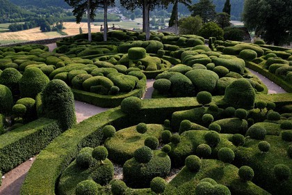 France, Dordogne (24), Périgord Noir, vallée de la Dordogne, Vézac, les jardins du château de Marqueyssac du XVIIIe siècle, jardins de buis en terrasse inspirés par André Le Nôtre