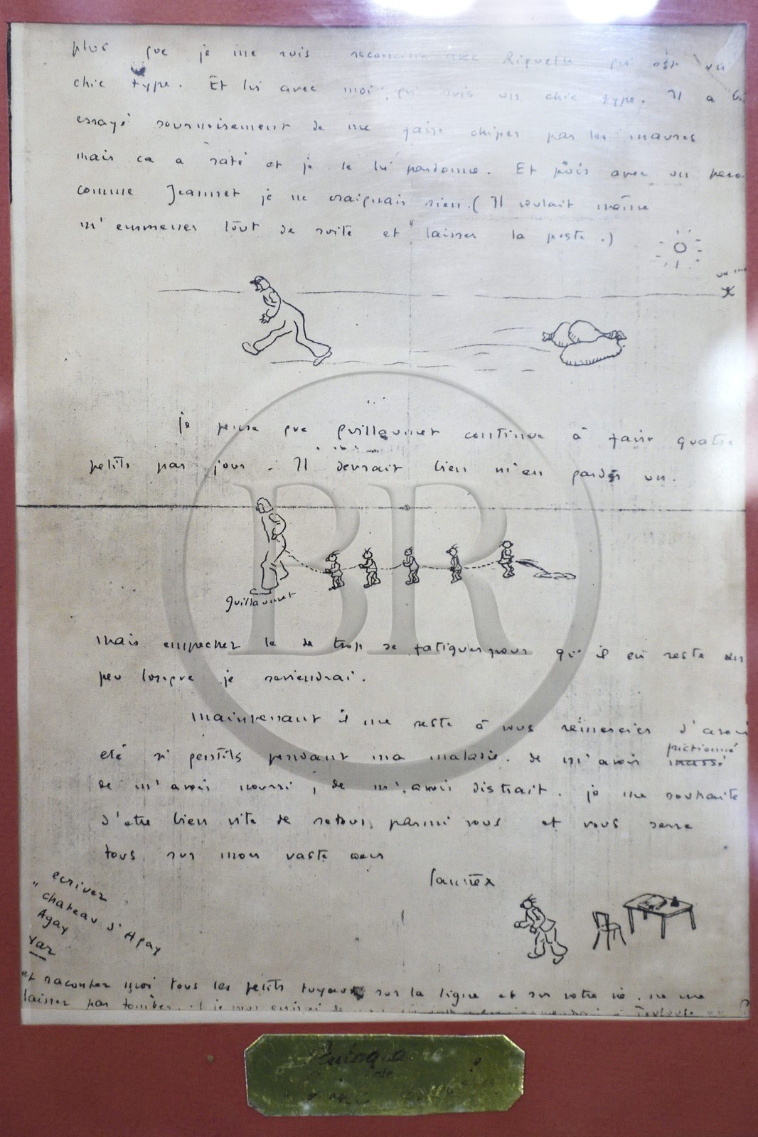 Maroc, Casablanca, Café restaurant Au Petit Poucet sur le boulevard Mohammed V, lettre et dessins de l'aviateur Antoine de Saint Exupery