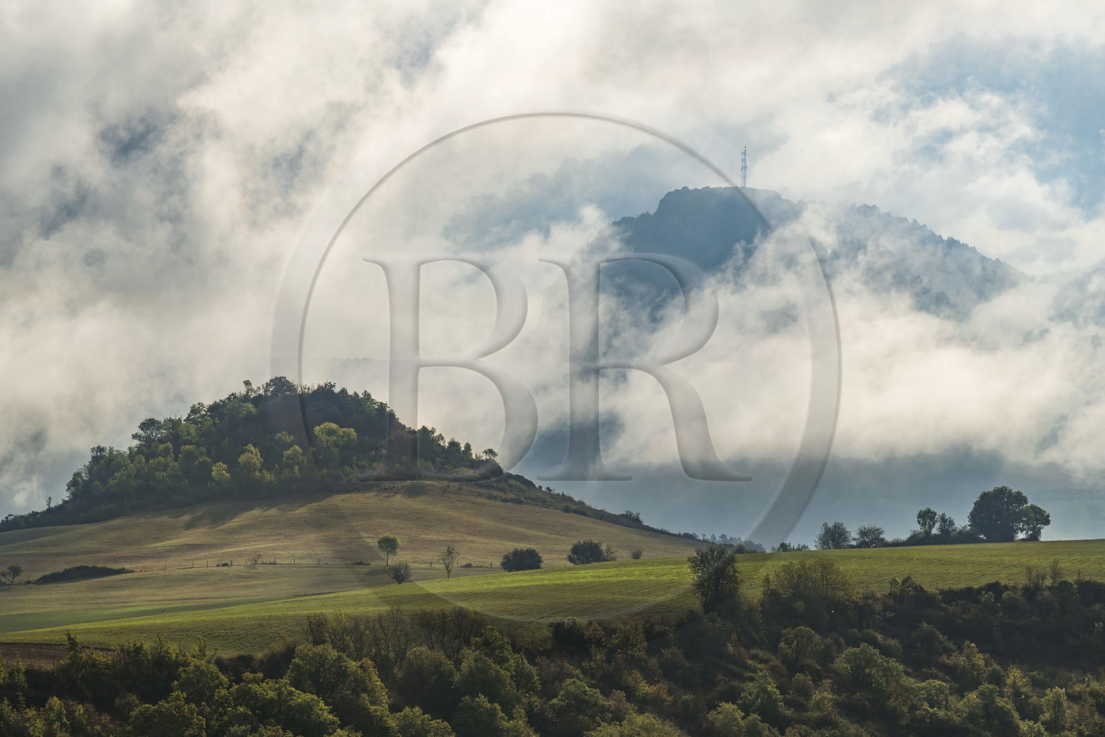 France, Aveyron (12), parc naturel régional des Grands-Causses, Saint Affrique, paysage au nord-ouest de Roquefort vers Tiergues