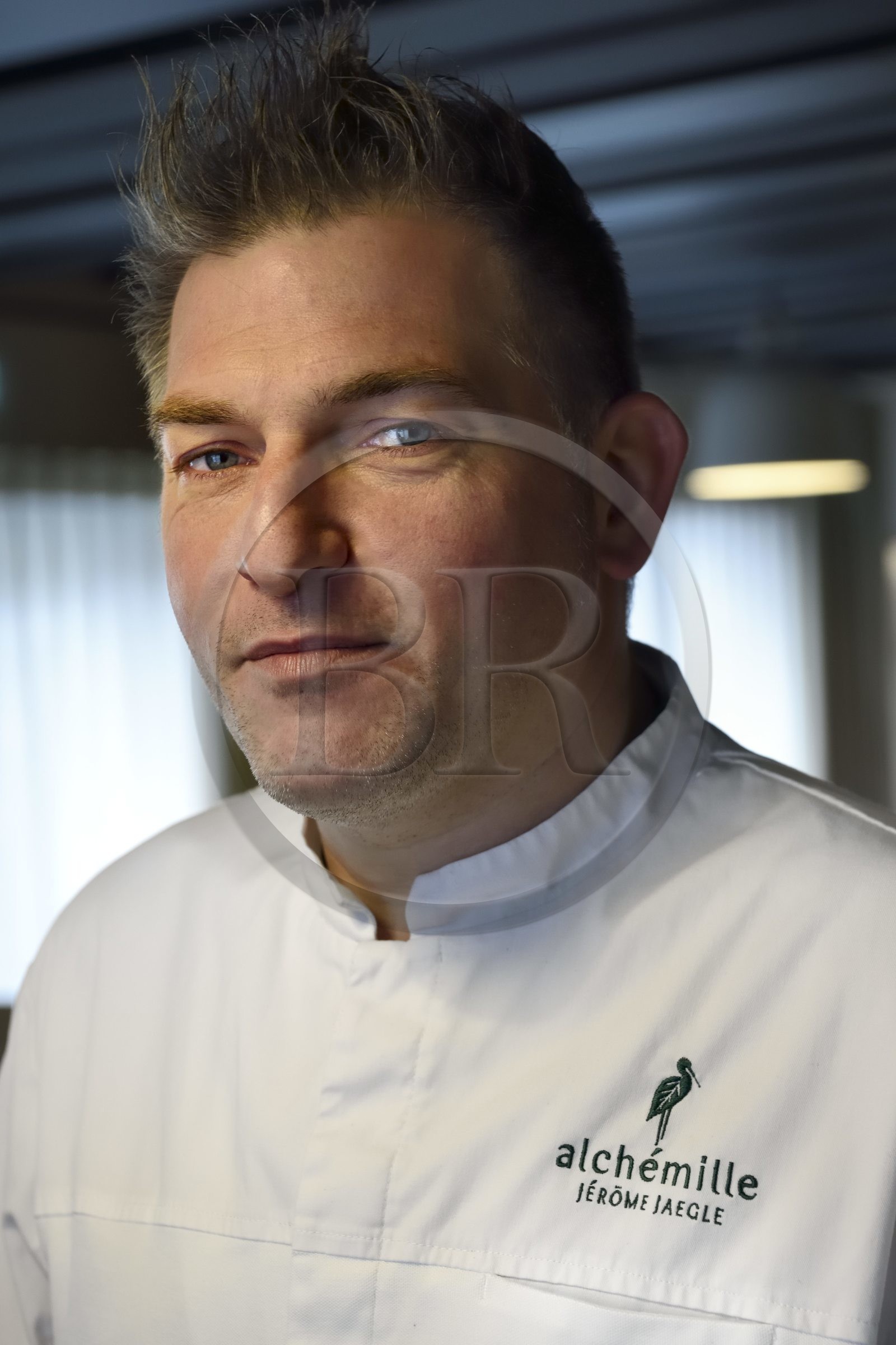 France, Haut-Rhin (68), Kaysersberg, Jerome Jaegle, chef du restaurant Alchémille