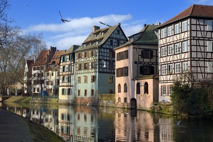 France, Bas Rhin, Strasbourg, old town listed as World Heritage by UNESCO, la Petite France District, quai de la Petite France along one of the branches of the Ill river