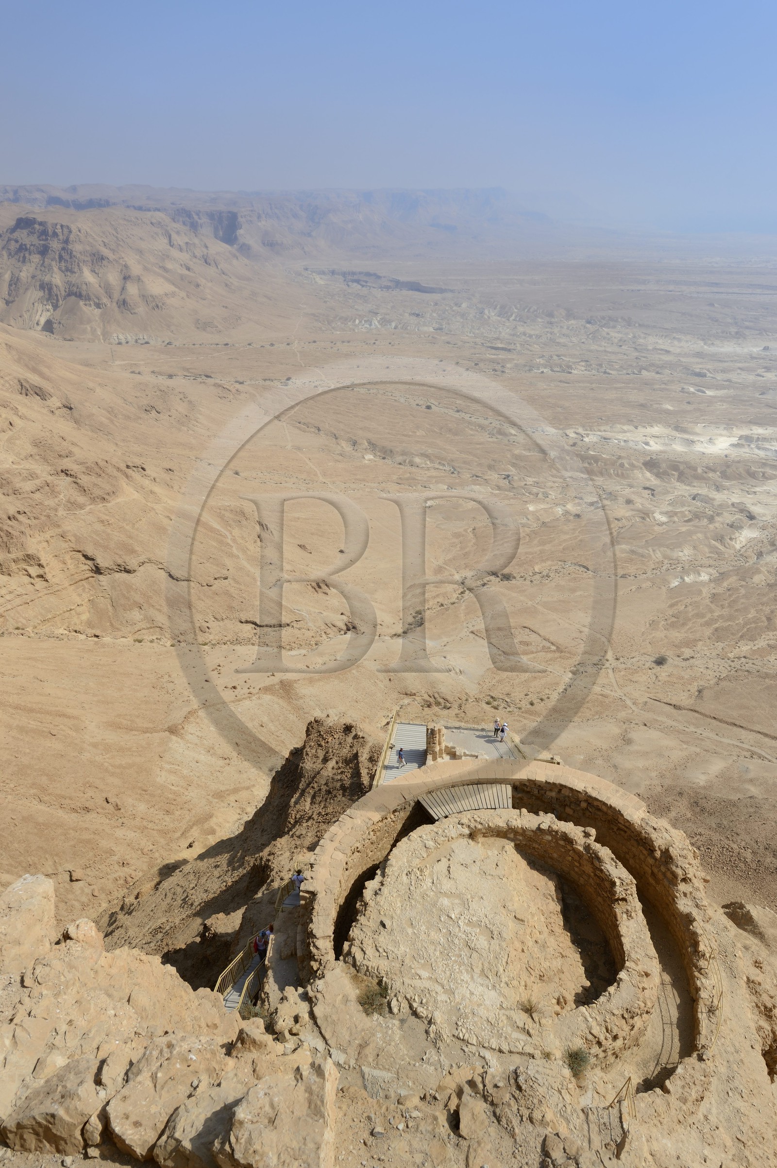 Israel, Negev Desert, Masada fortress, listed as World Heritage by UNESCO, northern Herod palace, the private residence extended down to three levels
