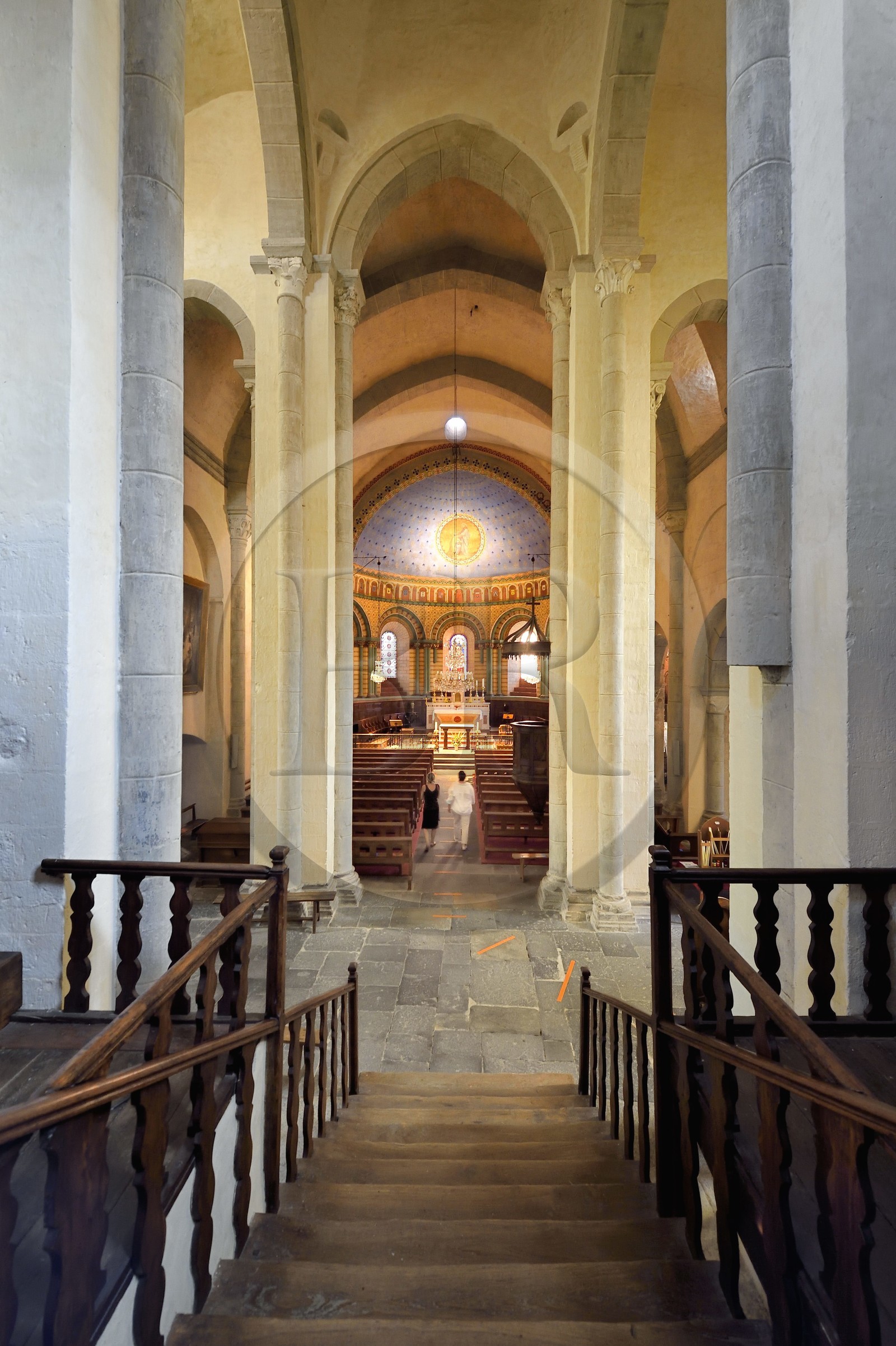France, Haute Loire, Blesle, labelled Les Plus Beaux Villages de France (The most beautiful villages of France), Saint Pierre abbey church in Auvergne Romanesque style, Cluniac site