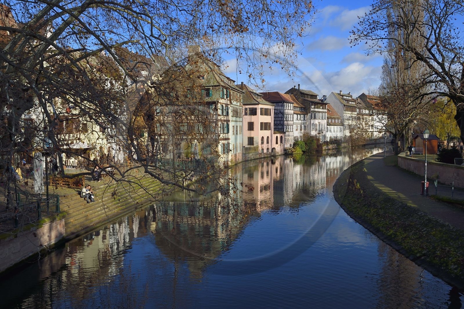France, Bas Rhin, Strasbourg, old town listed as World Heritage by UNESCO, la Petite France District, quai de la Bruche left and quai de la Petite France along one of the branches of the Ill river