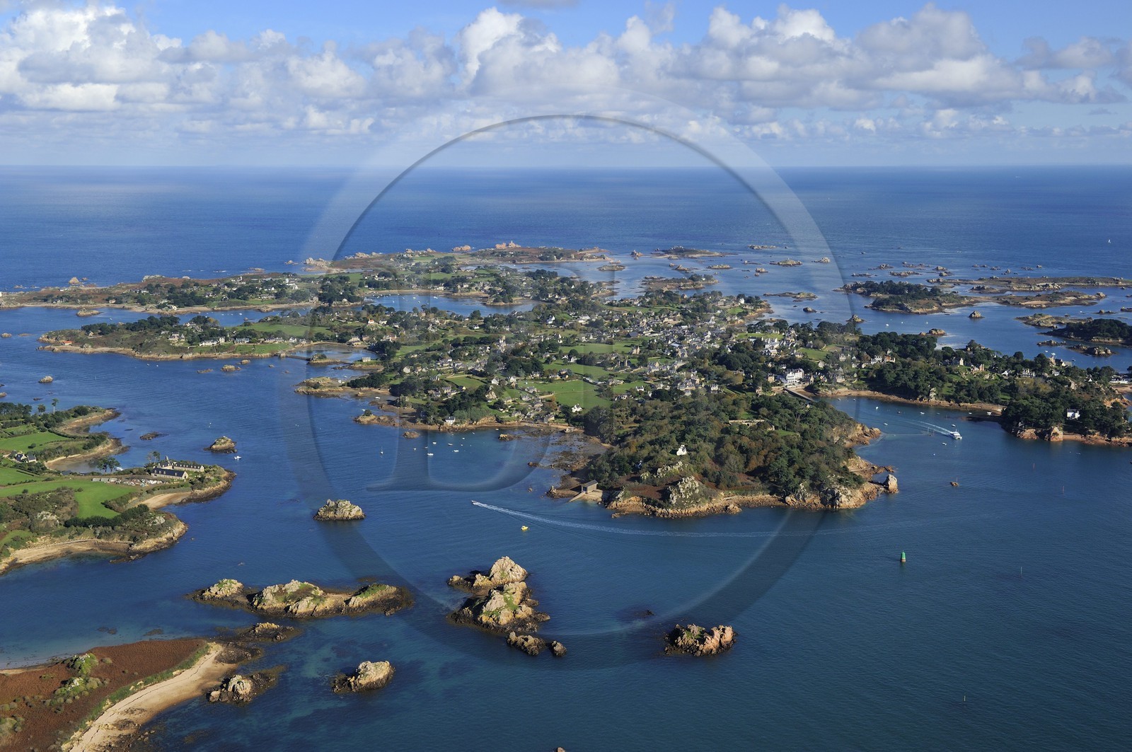 France, Cotes-d'Armor, Brehat island on the left (aerial view)