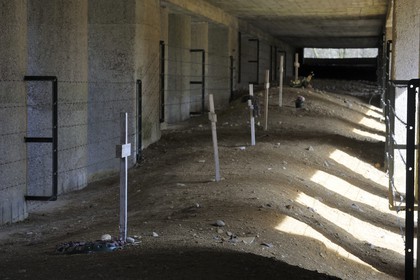 France, Meuse, Verdun area, Douaumont, Tranchee des Baionnettes (Trench of Bayonets), monument in memory of a detachment buried in their trench during a bombardment and where only a few inches of soil bayonets remained emergent