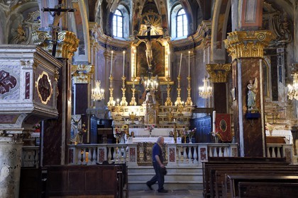 France, Alpes-Maritimes (06), vallée de la Roya (arrière-pays niçois), au pied du parc national du Mercantour, Saorge, l'église Saint-Sauveur