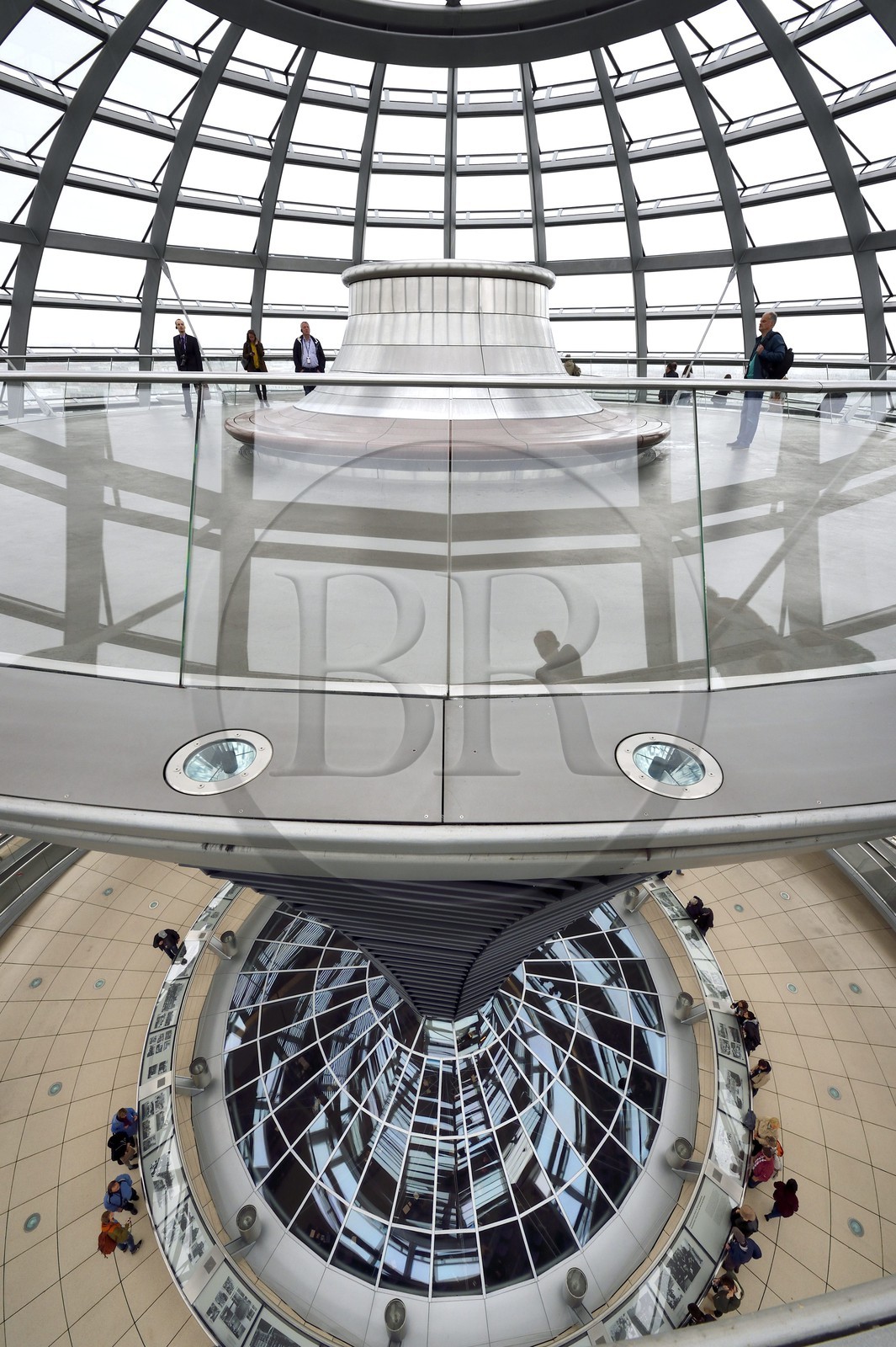 Germany, Berlin, Reichstag, Bundestag glass dome (German Parlement since 1999) by the architect Sir Norman Foster