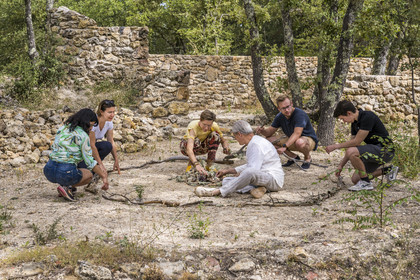 France, Var, Provence Verte (Green Provence), Bras, Academie du Bain de Foret Provencale (Academy of Forest Bathing in Provence), forest of the domaine Le Peyrourier - une campagne en Provence, Constanze Coisne guides Shinrin Yoku