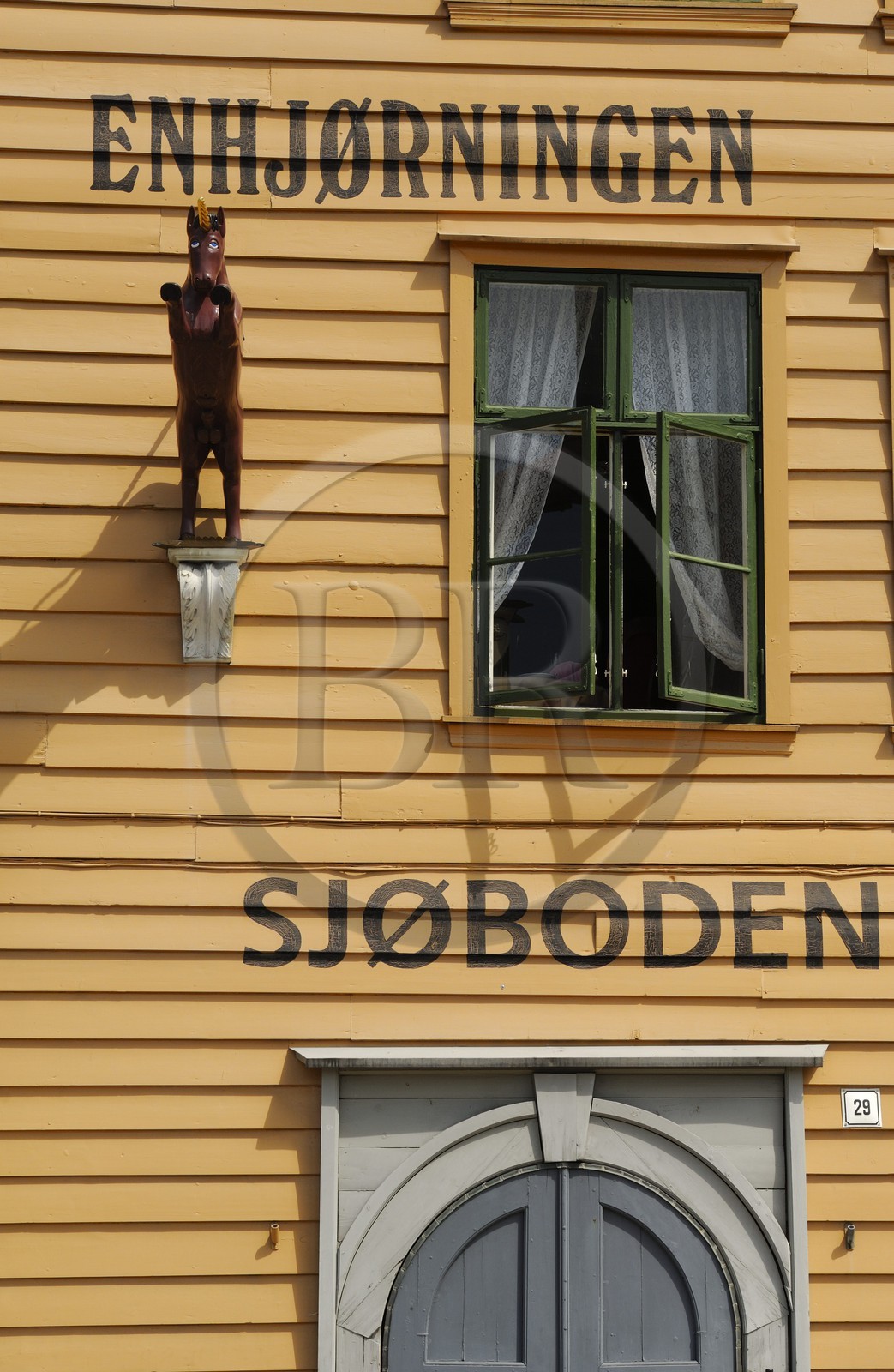 Norvège, comté de Hordaland, Bergen, maisons en bois du quartier de Bryggen, classé Patrimoine Mondial de l'UNESCO, ancien comptoir de la ligue hanséatique (la Hanse)