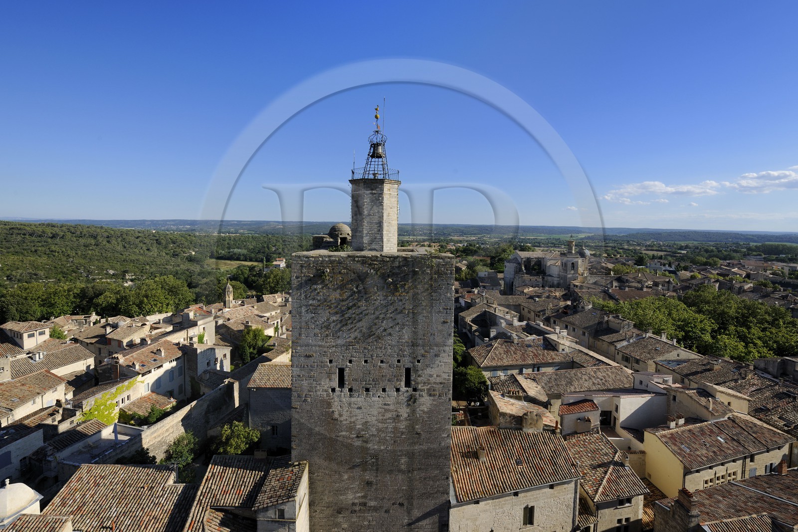France, Gard (30), Uzès, Tour de l'Evèque depuis la tour Bermonde du château